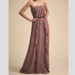 BHLDN Cove Violet Gray Dusty Purple Strapless Bridesmaid Dress, Size XS
